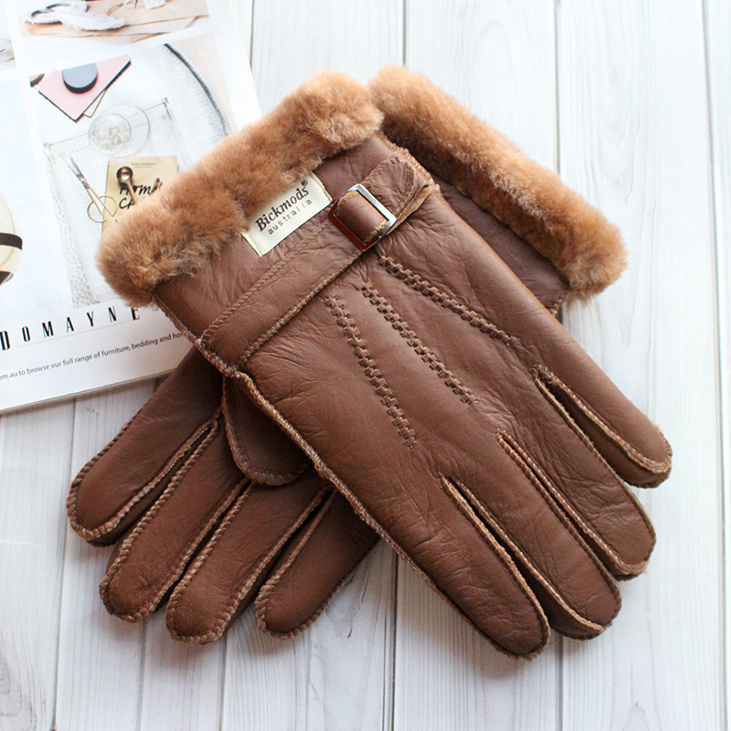 Sheepskin Fur Gloves Men's Thi - Leather Driving Glove recension och pris