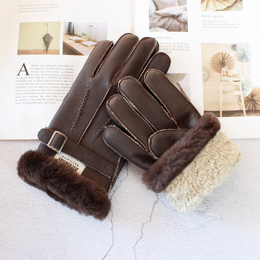Sheepskin Fur Gloves Men's Thi - Leather Driving Glove recension och pris