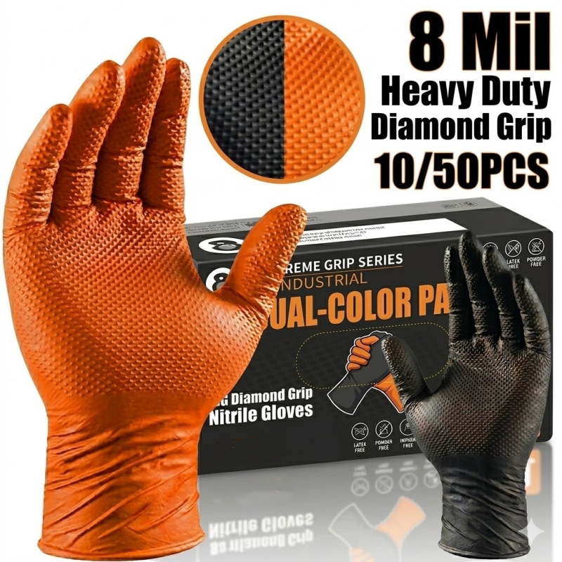 Heavy Duty Orange Nitrile Glov - Nitrile Mechanic Glove recension och pris