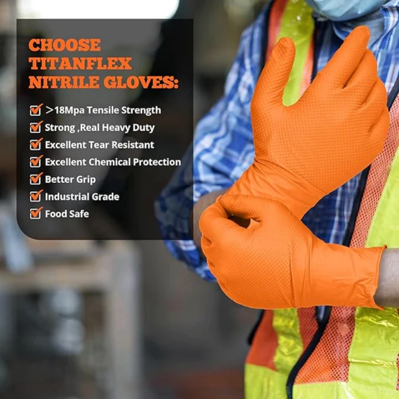 Heavy Duty Orange Nitrile Glov - Nitrile Mechanic Glove recension och pris