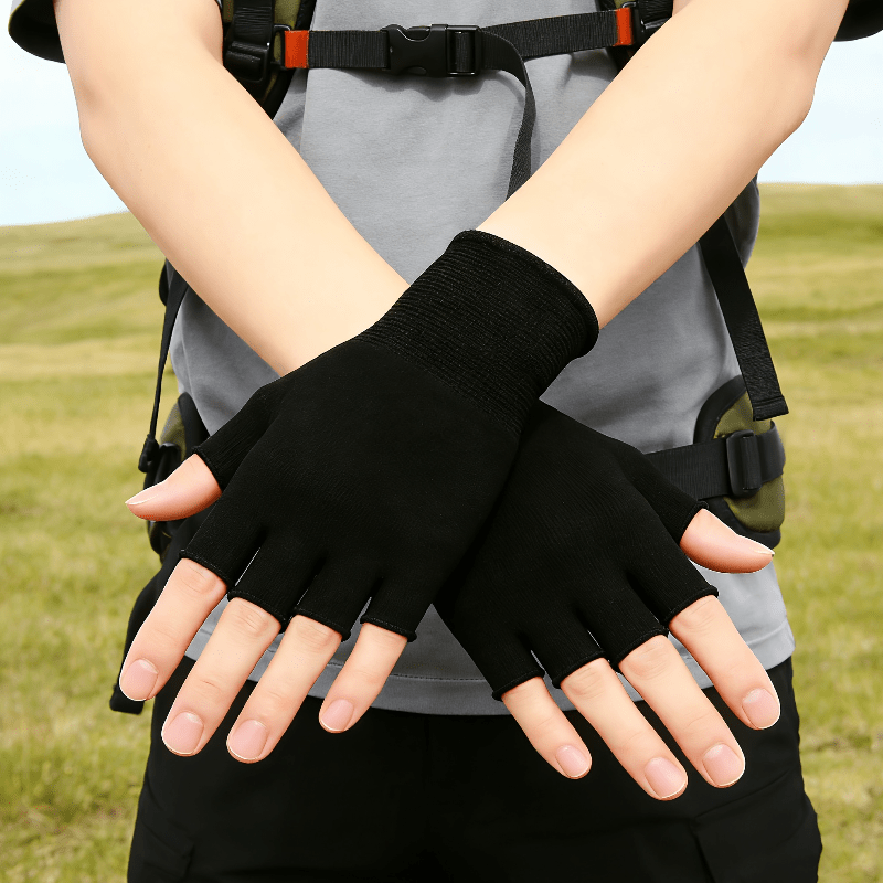 Black Knit Half Finger Gloves, - Fingerless Glove Knit recension och pris