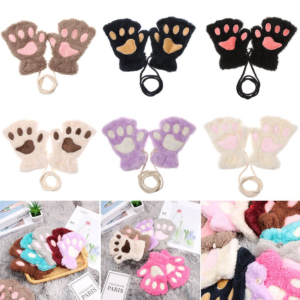 Girl Winter Warm Fluffy Finger - Fingerless Glove Knit recension och pris